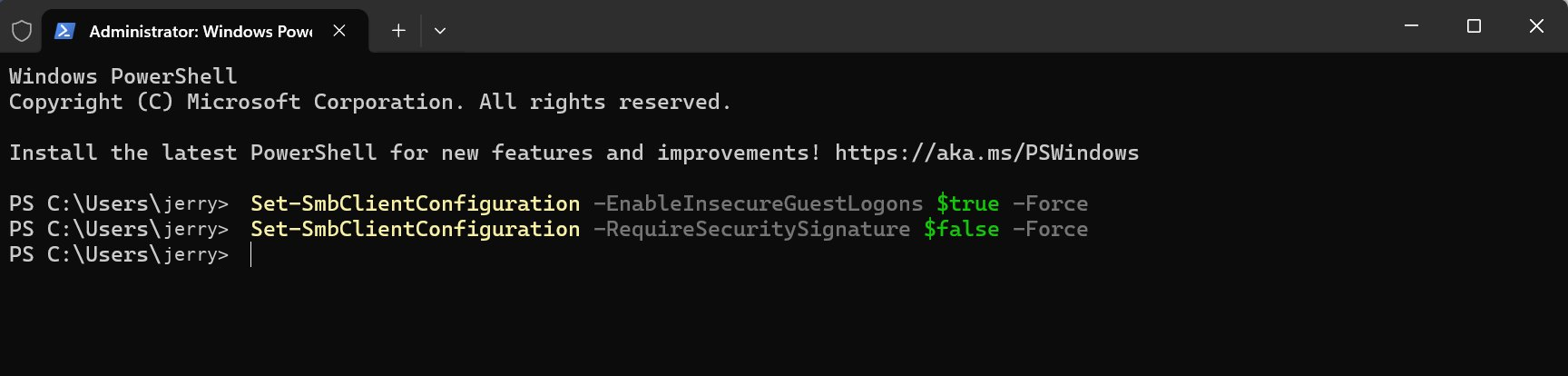 Both commands executed in PowerShell